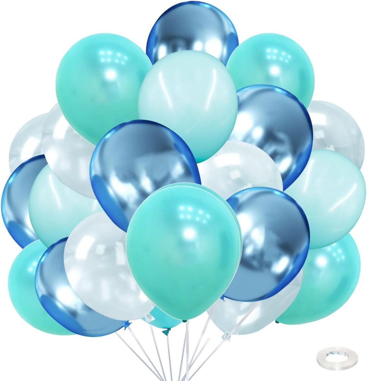 Under the Sea Party Decorations Teal Turquoise Blue Clear Balloons (Blue & Clear) 12 x 12 x 12 inches